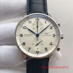 Swiss Replica IWC Portugieser Chronograph Watch SS White Dial IW371446